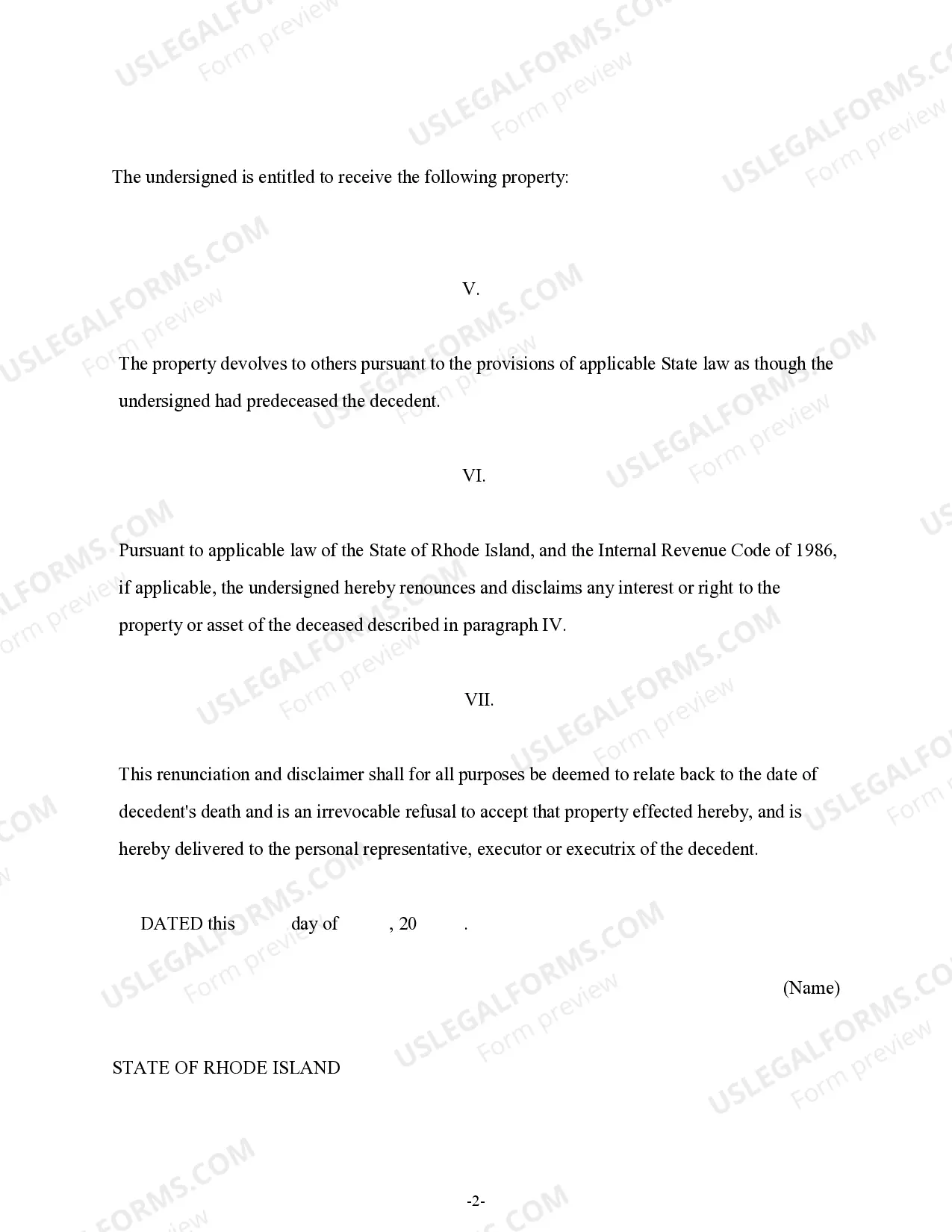 Preview Renunciation And Disclaimer of Property from Life Insurance or Annuity Contract