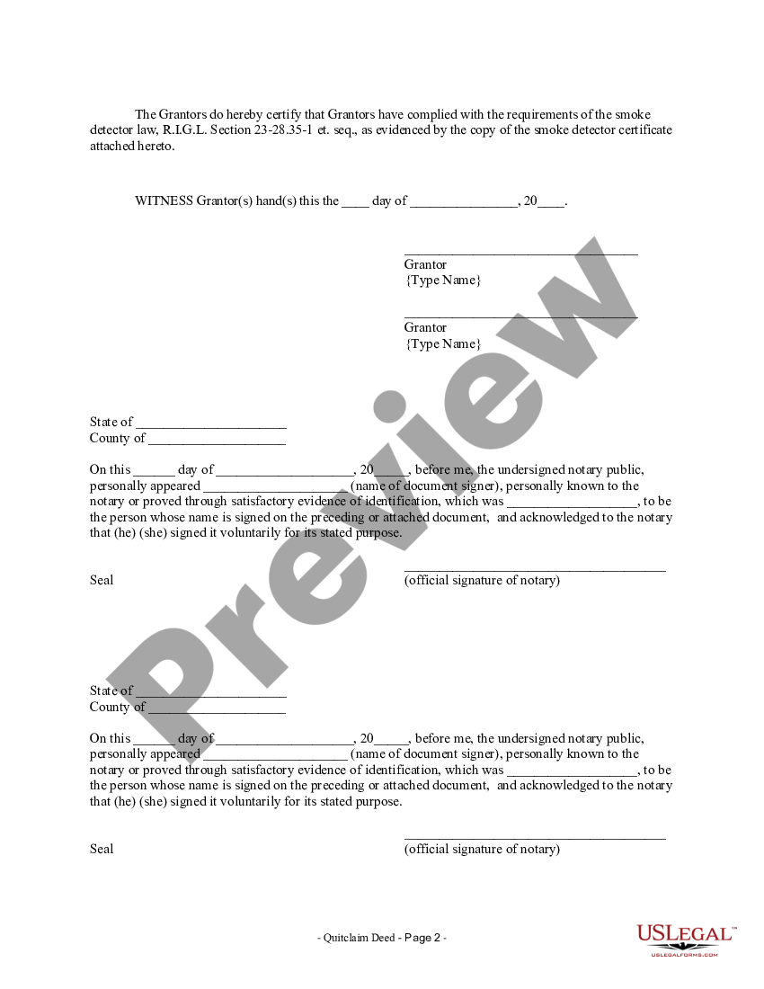 Rhode Island Quitclaim Deed by Two Individuals to Husband and Wife | US ...