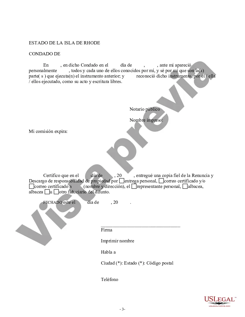 Preview Renuncia y renuncia de tenencia conjunta o interés de tenencia