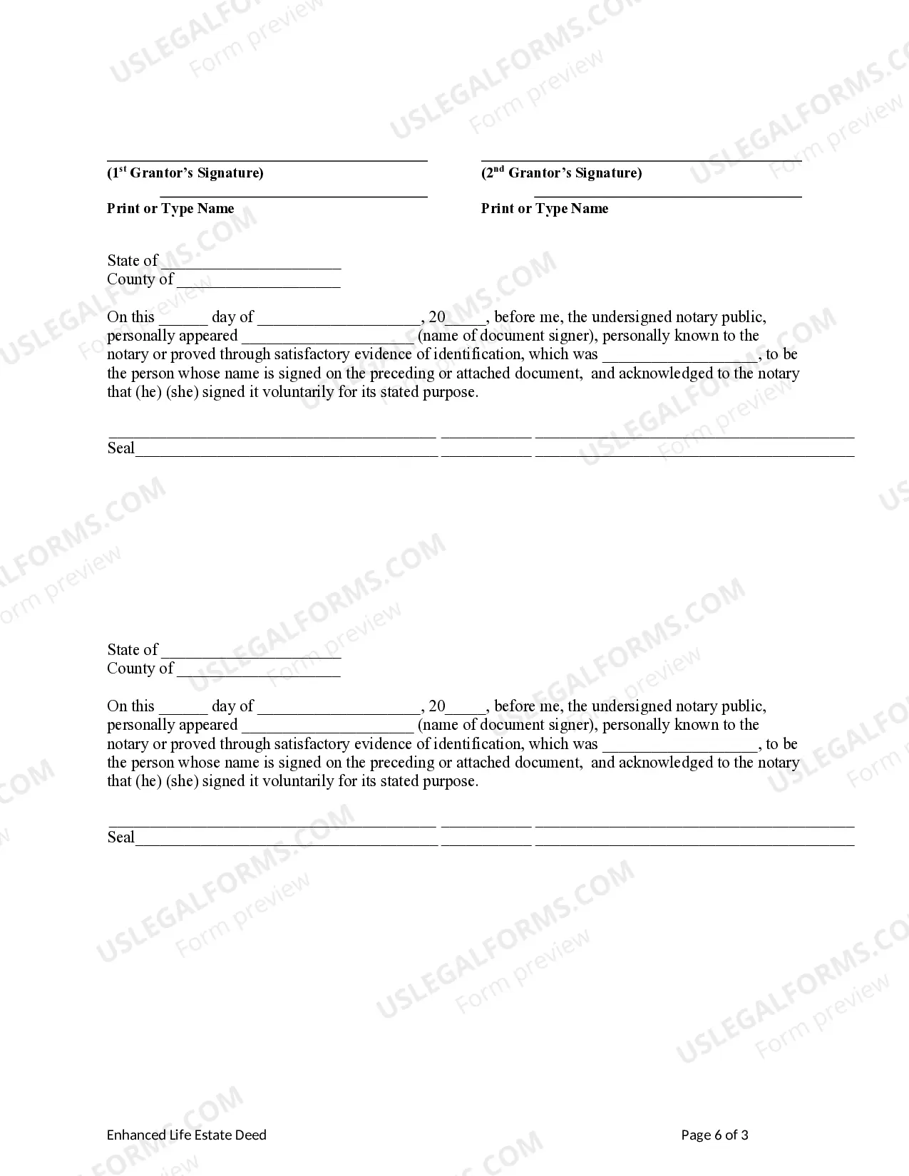 Preview Enhanced Life Estate or Lady Bird Warranty Deed from Two Individuals, or Husband and Wife, to Two Individuals, or Husband and Wife.