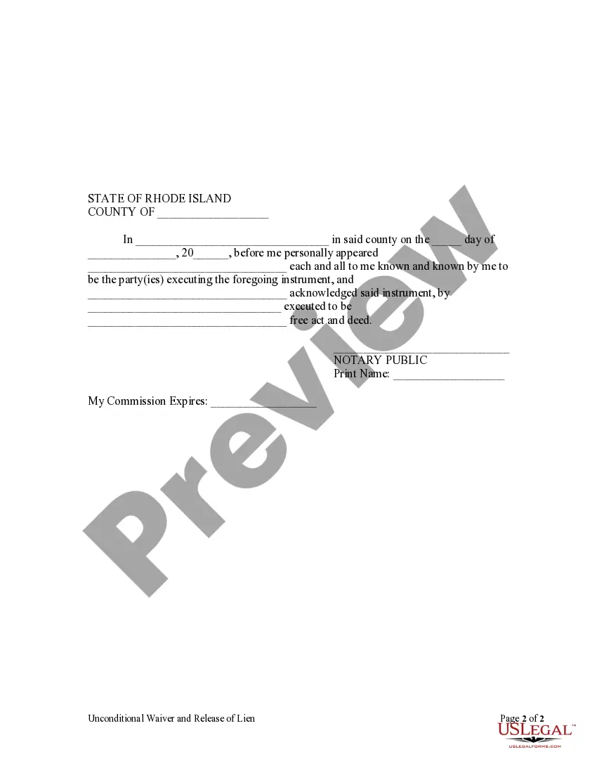 Preview Unconditional Waiver and Release of Claim of Lien Upon Progress Payment