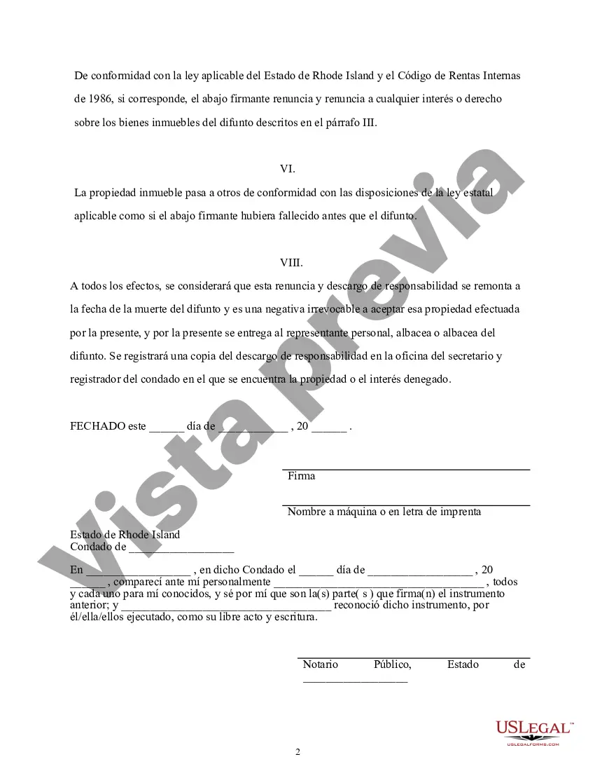 Preview Renuncia y descargo de responsabilidad de los intereses sobre bienes inmuebles