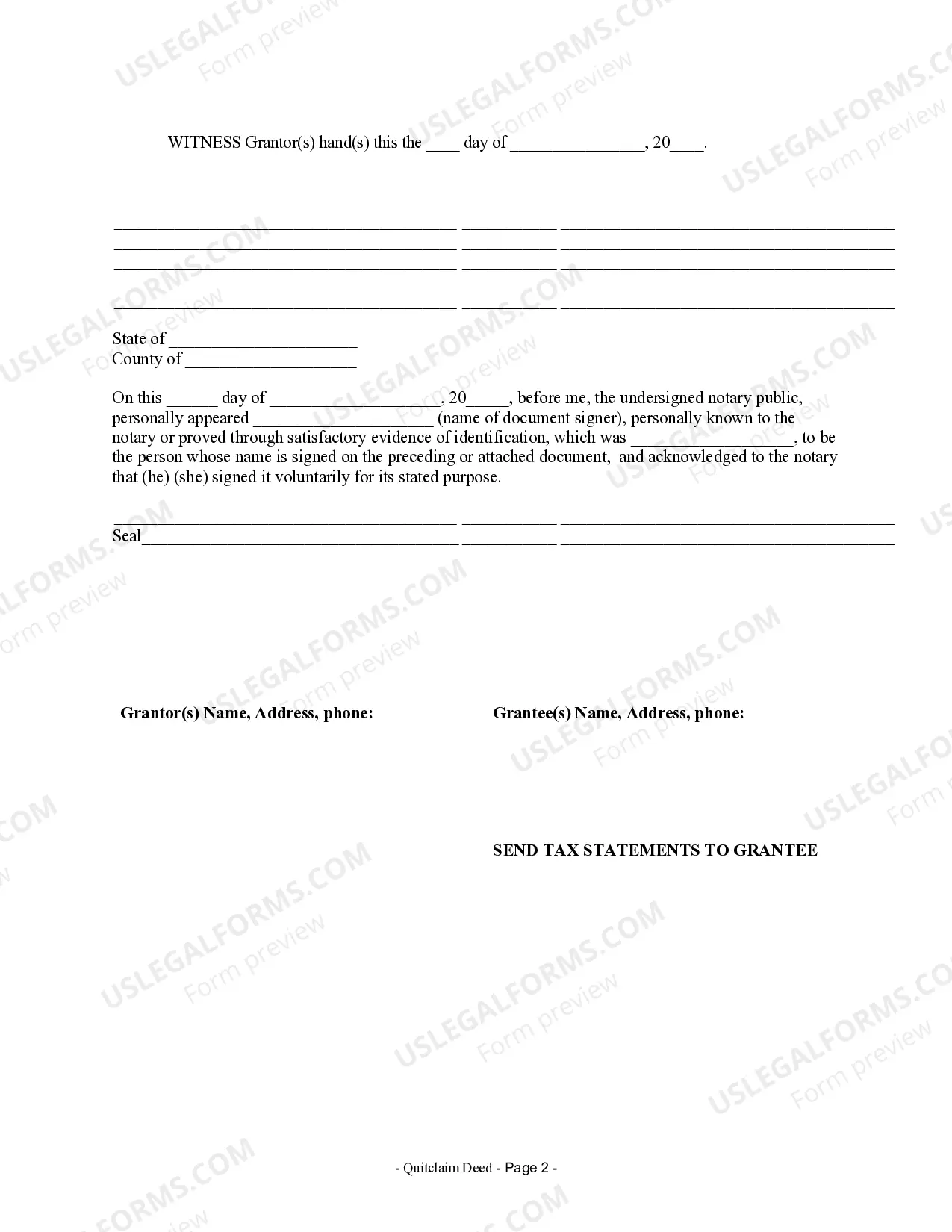 Preview Quitclaim Deed from Individual to Corporation