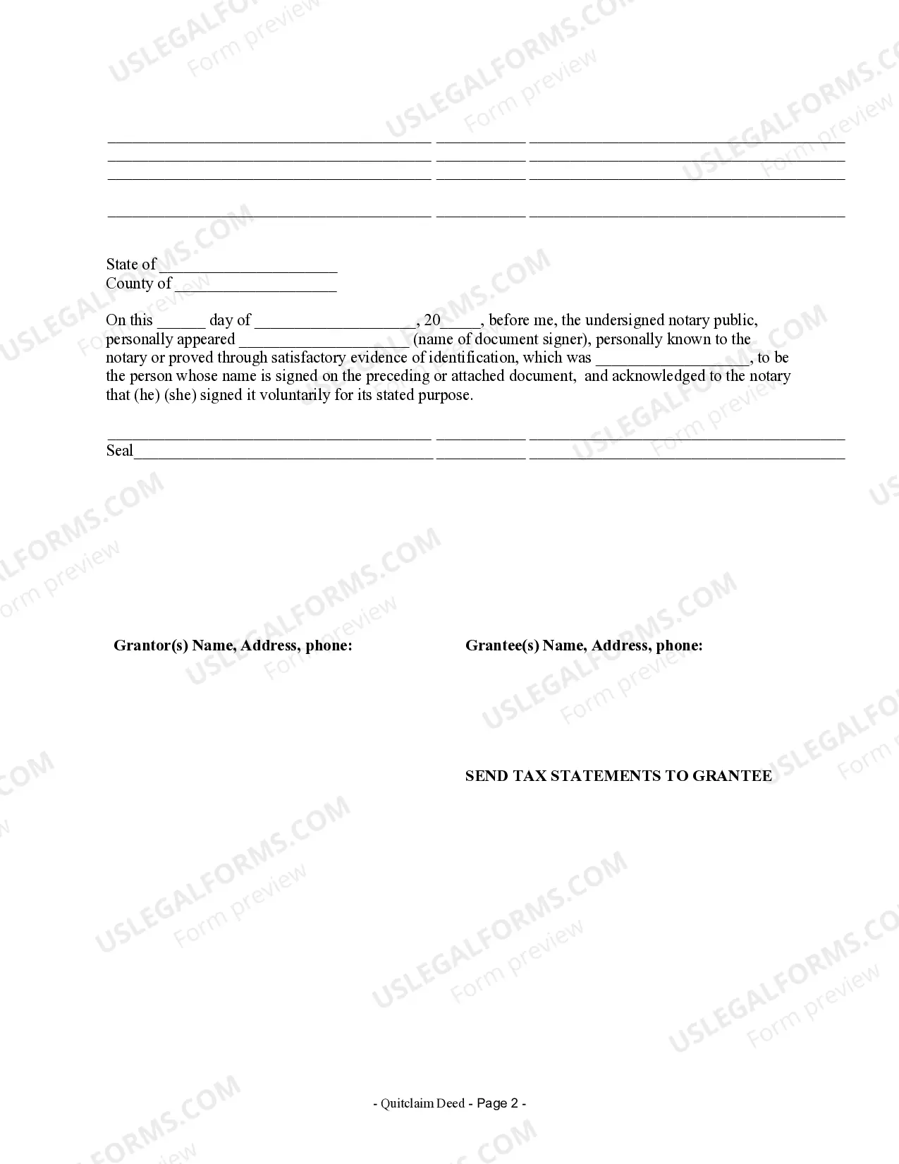 Preview Quitclaim Deed from Individual to LLC