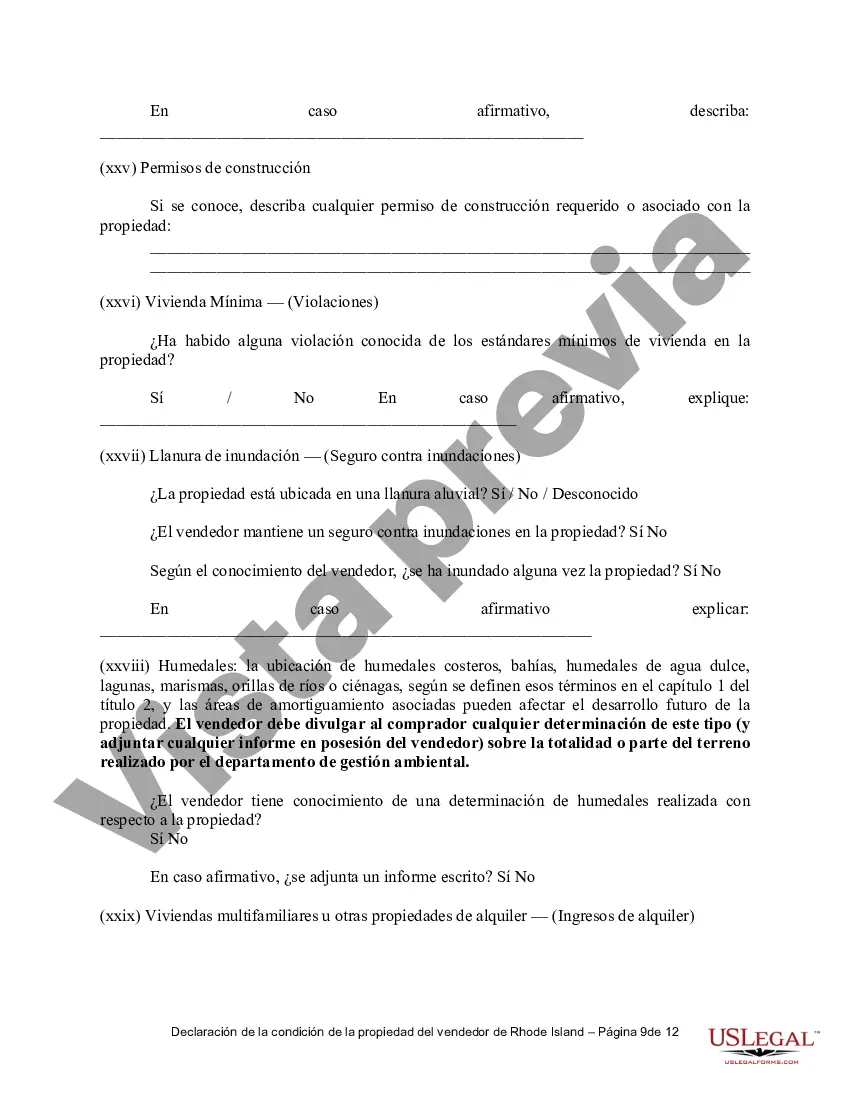 Preview Declaración de Divulgación de Ventas de Bienes Raíces Residenciales
