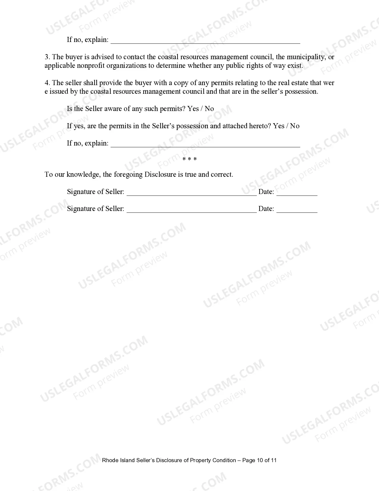 Preview Residential Real Estate Sales Disclosure Statement