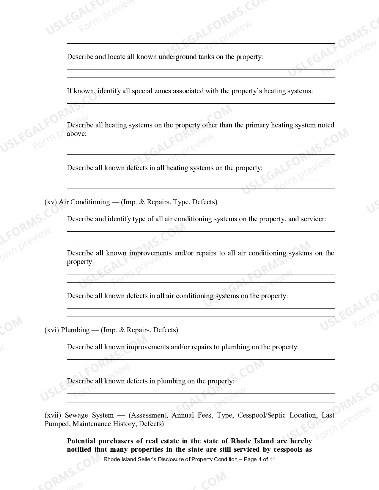 Preview Residential Real Estate Sales Disclosure Statement