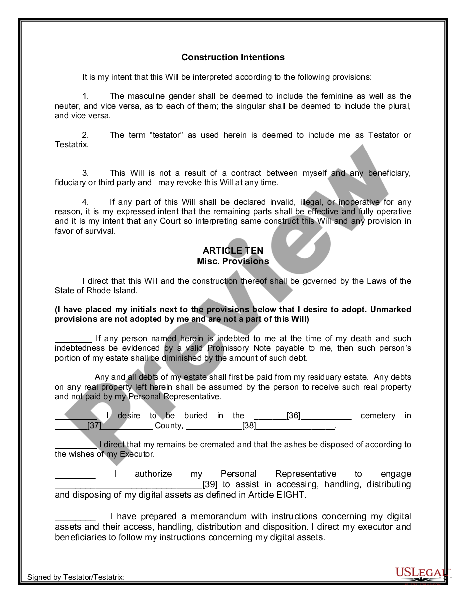 page 9 Mutual Wills containing Last Will and Testaments for Unmarried Persons living together with No Children preview