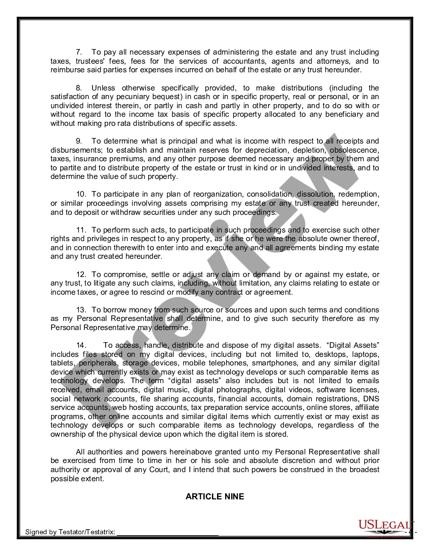 page 8 Mutual Wills containing Last Will and Testaments for Unmarried Persons living together with No Children preview
