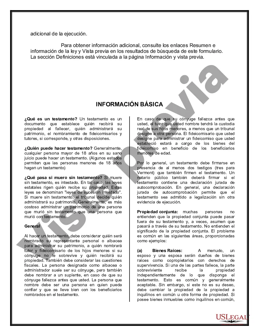 Preview Paquete de Testamentos Mutuos de Últimas Voluntades y Testamentos para Personas Solteras que conviven con Hijos Adultos