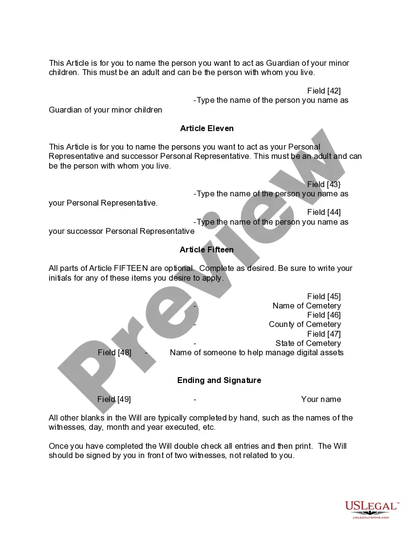 Preview Mutual Wills or Last Will and Testaments for Man and Woman living together, not Married with Minor Children