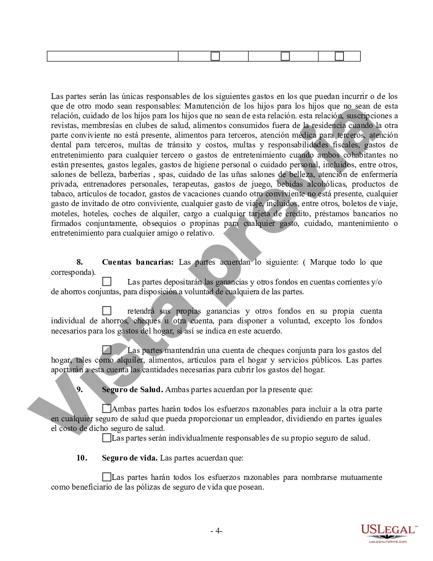 Preview Acuerdo de convivencia no marital de convivencia