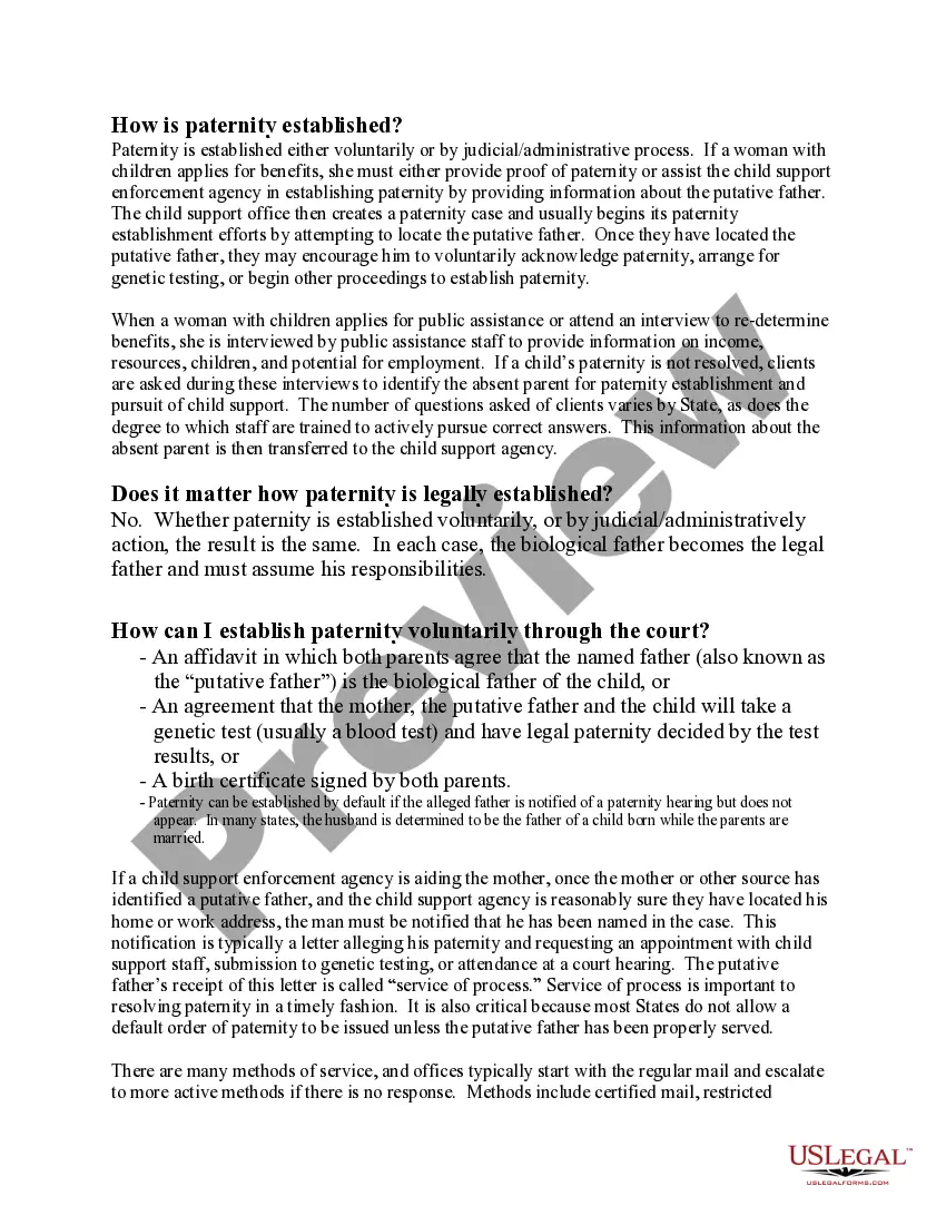 Preview Paternity Law and Procedure Handbook