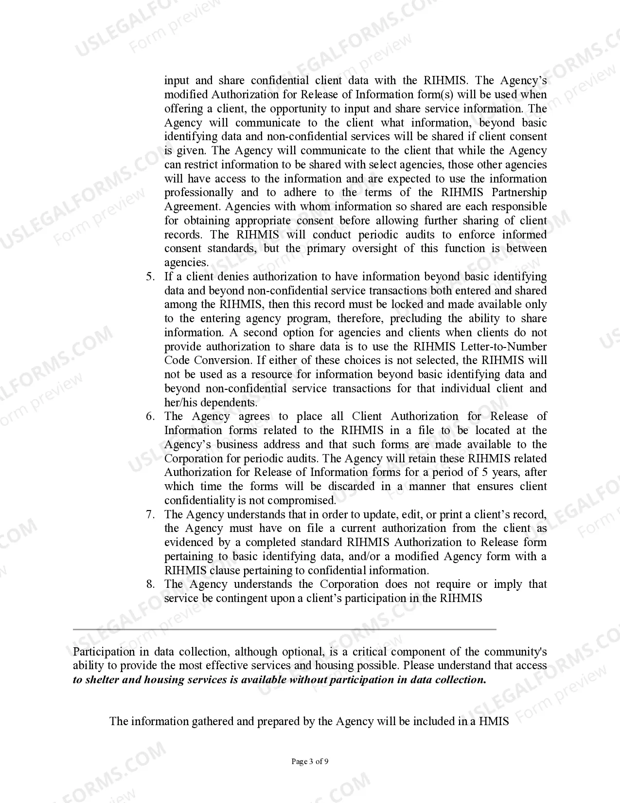 Preview Rhode Island Homelessness Management and Information System Policy Statement and Consent Form - Rhode Island