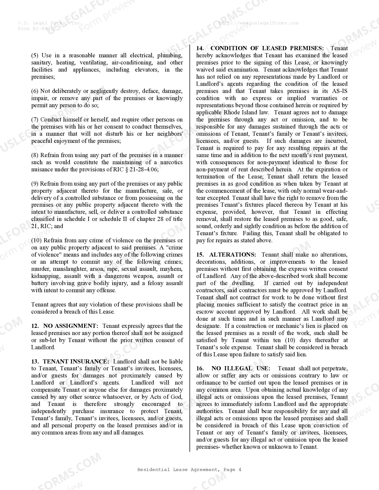 Preview Residential Rental Lease Agreement