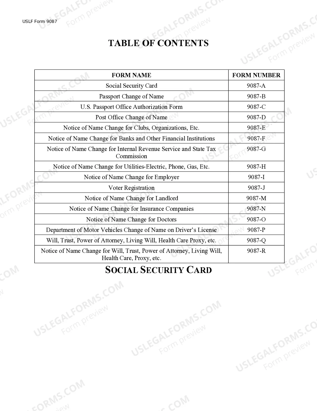 Preview Name Change Notification Package for Brides, Court Ordered Name Change, Divorced, Marriage
