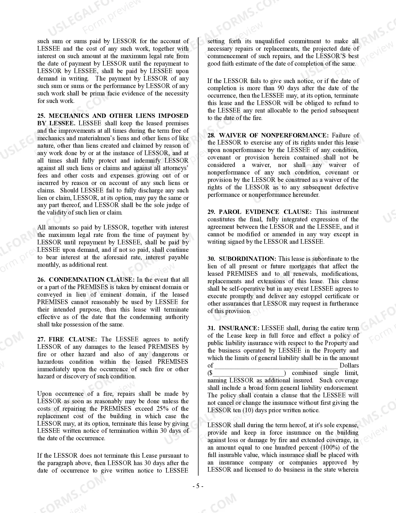 Preview Commercial Building or Space Lease