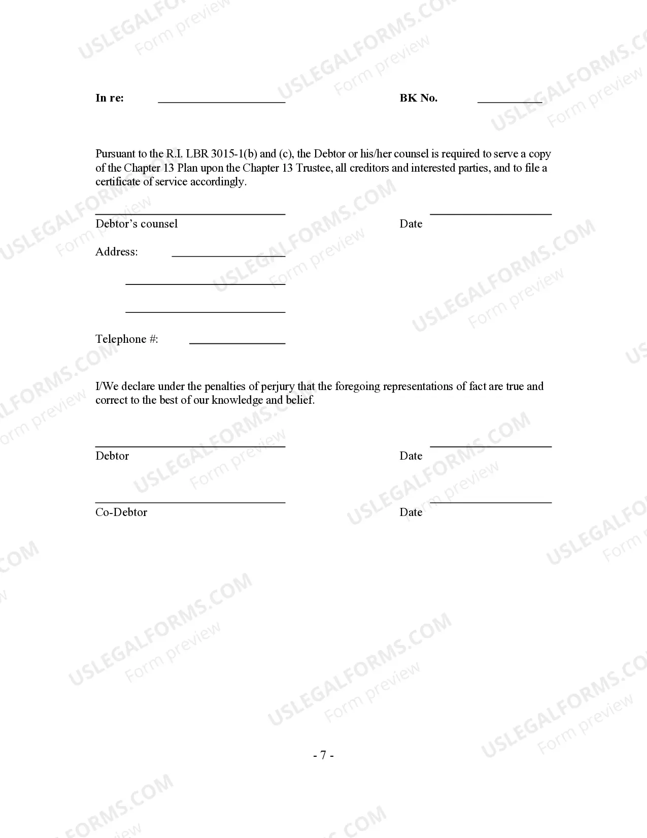 Preview Chapter 13 Plan and Coversheet