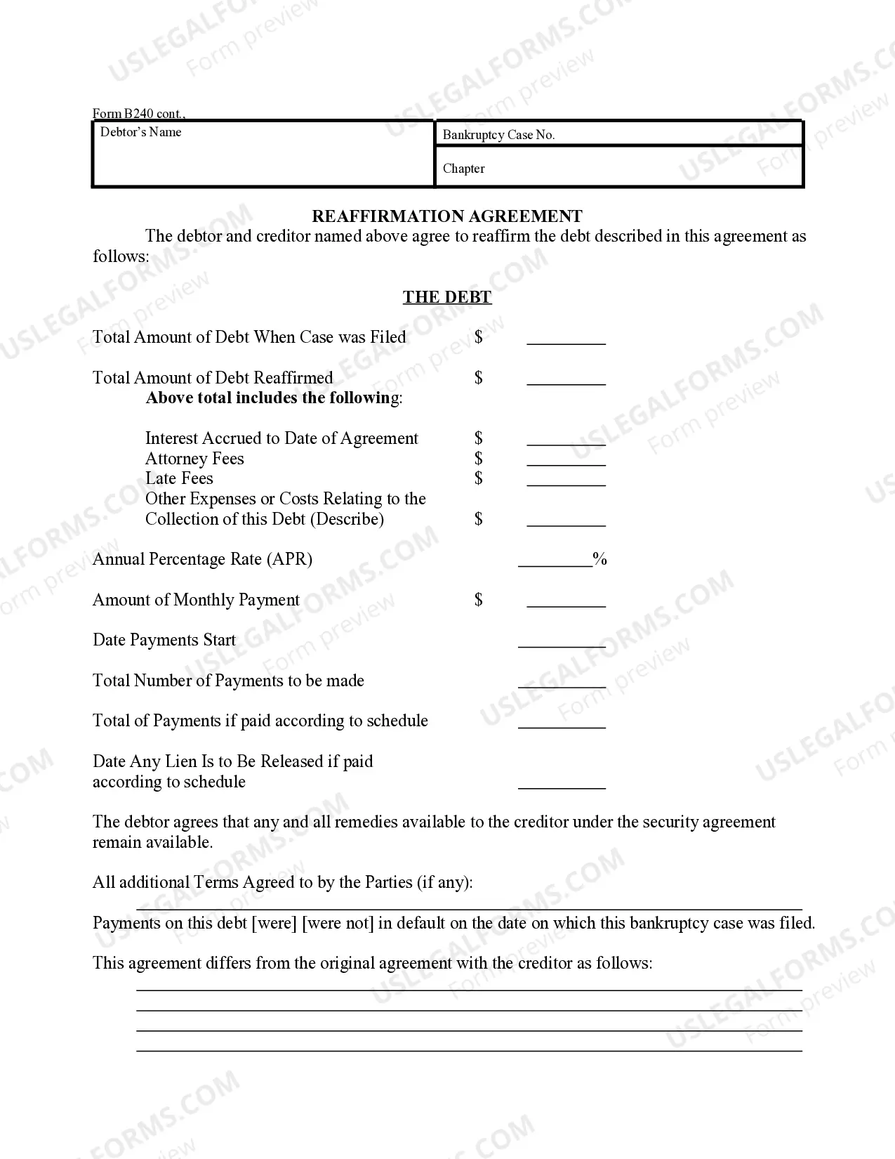 Preview Reaffirmation Agreement