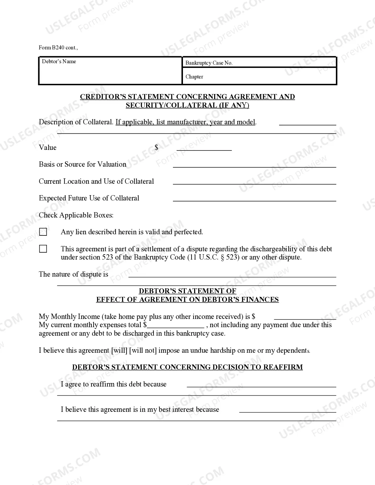 Preview Reaffirmation Agreement