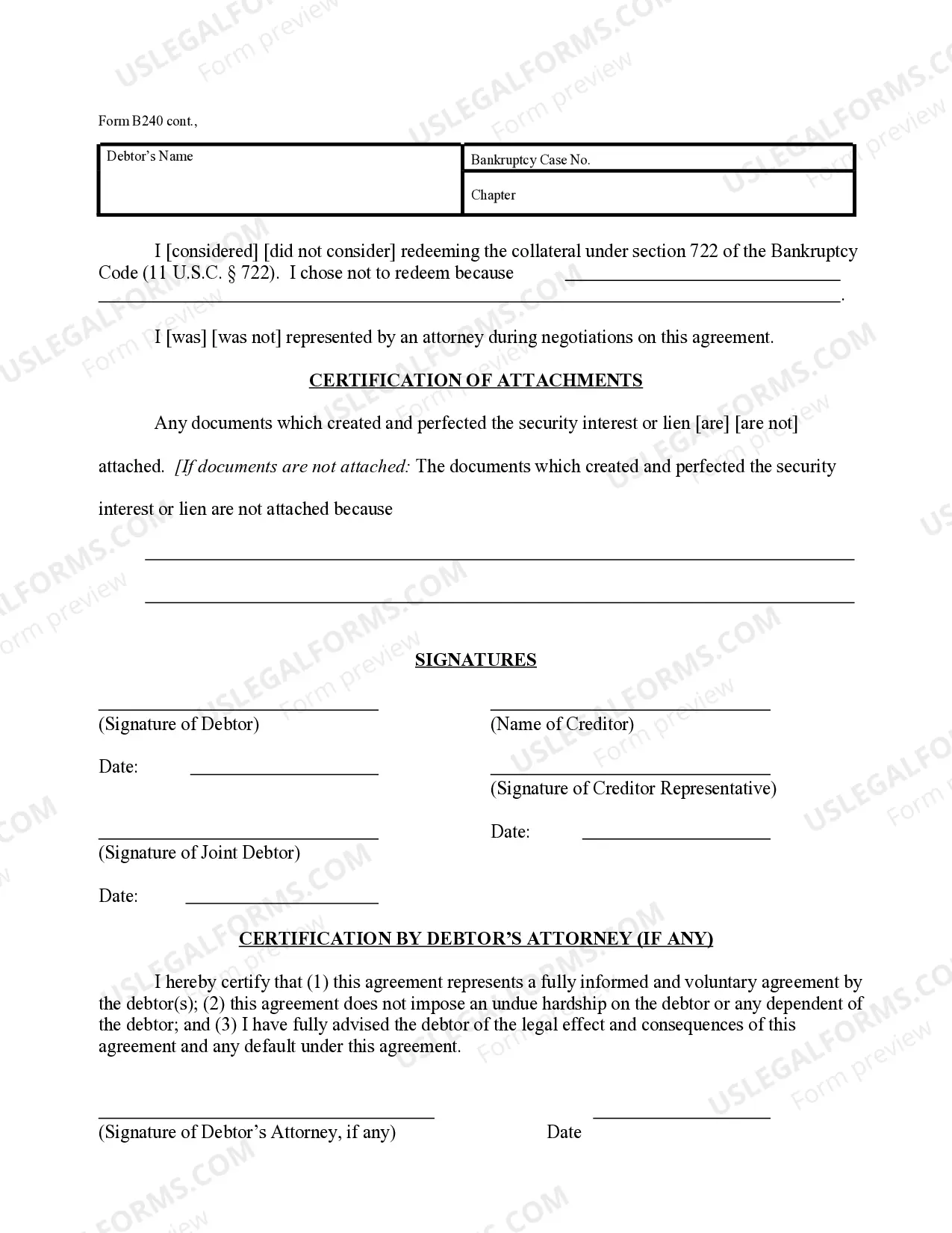 Preview Reaffirmation Agreement
