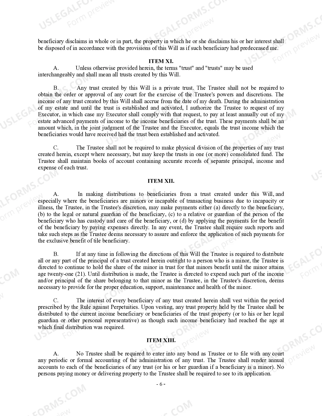 Preview Complex Will with Credit Shelter Marital Trust for Large Estates