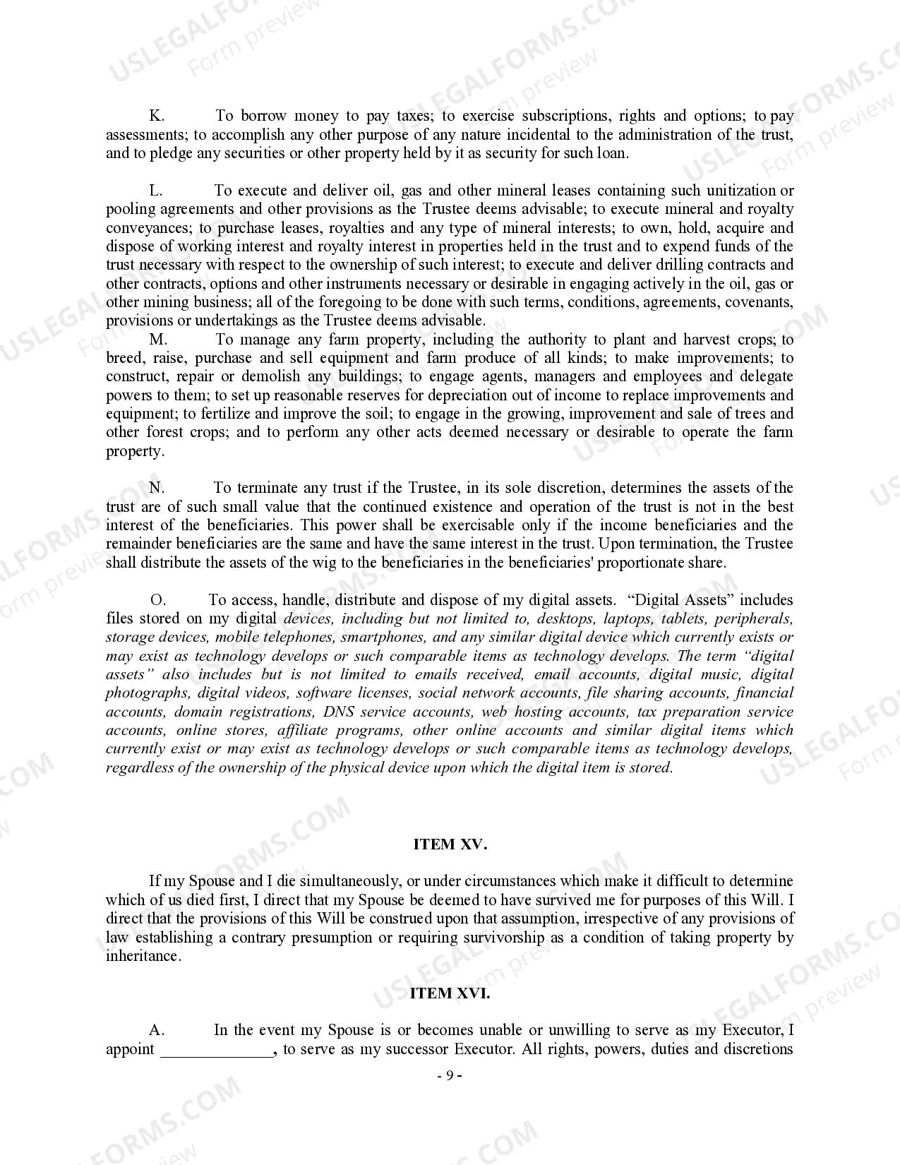 Preview Complex Will with Credit Shelter Marital Trust for Large Estates