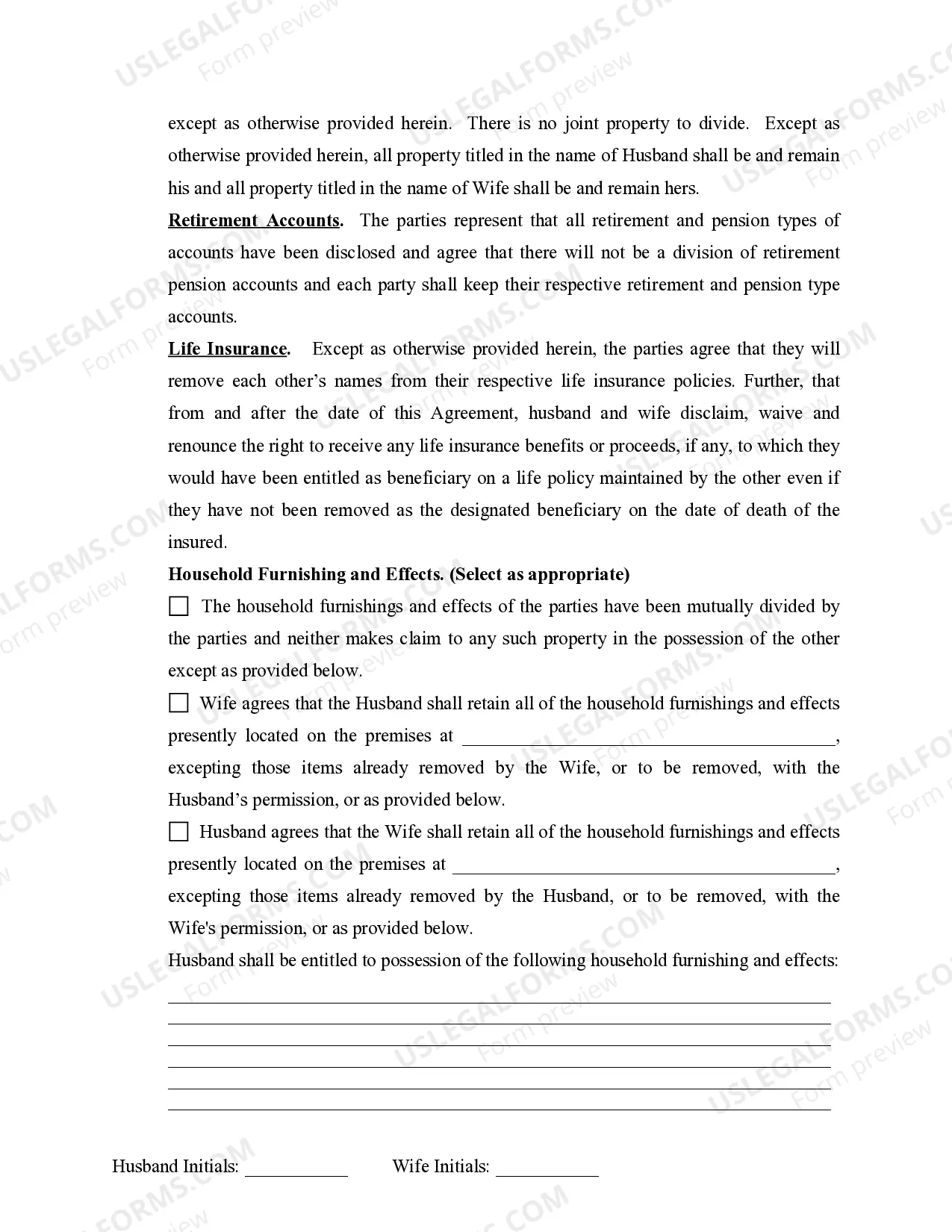 Preview Marital Domestic Separation and Property Settlement Agreement Minor Children no Joint Property or Debts effective Immediately