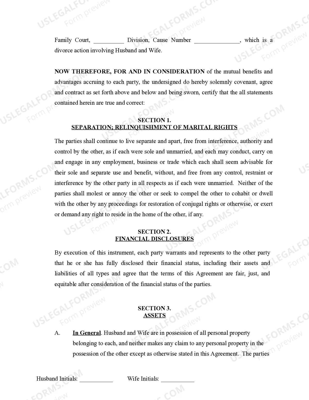 Preview Marital Domestic Separation and Property Settlement Agreement Adult Children Parties May have Joint Property or Debts where Divorce Action Filed