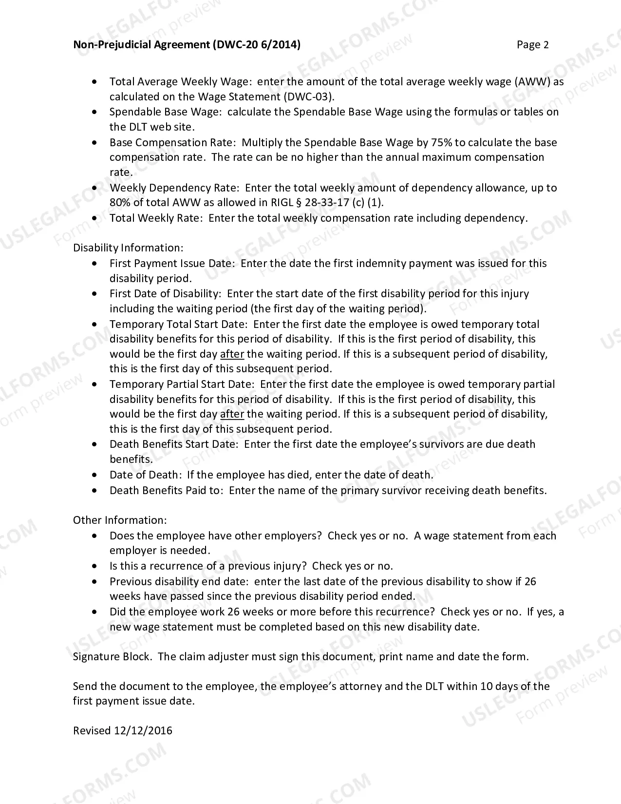 Preview Non Prejudicial Agreement for Workers' Compensation