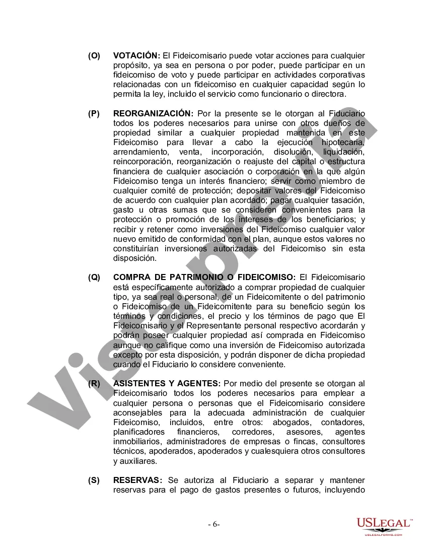 Preview Fideicomiso en Vida para Individuos Solteros, Divorciados o Viudos (o Viudos) sin Hijos