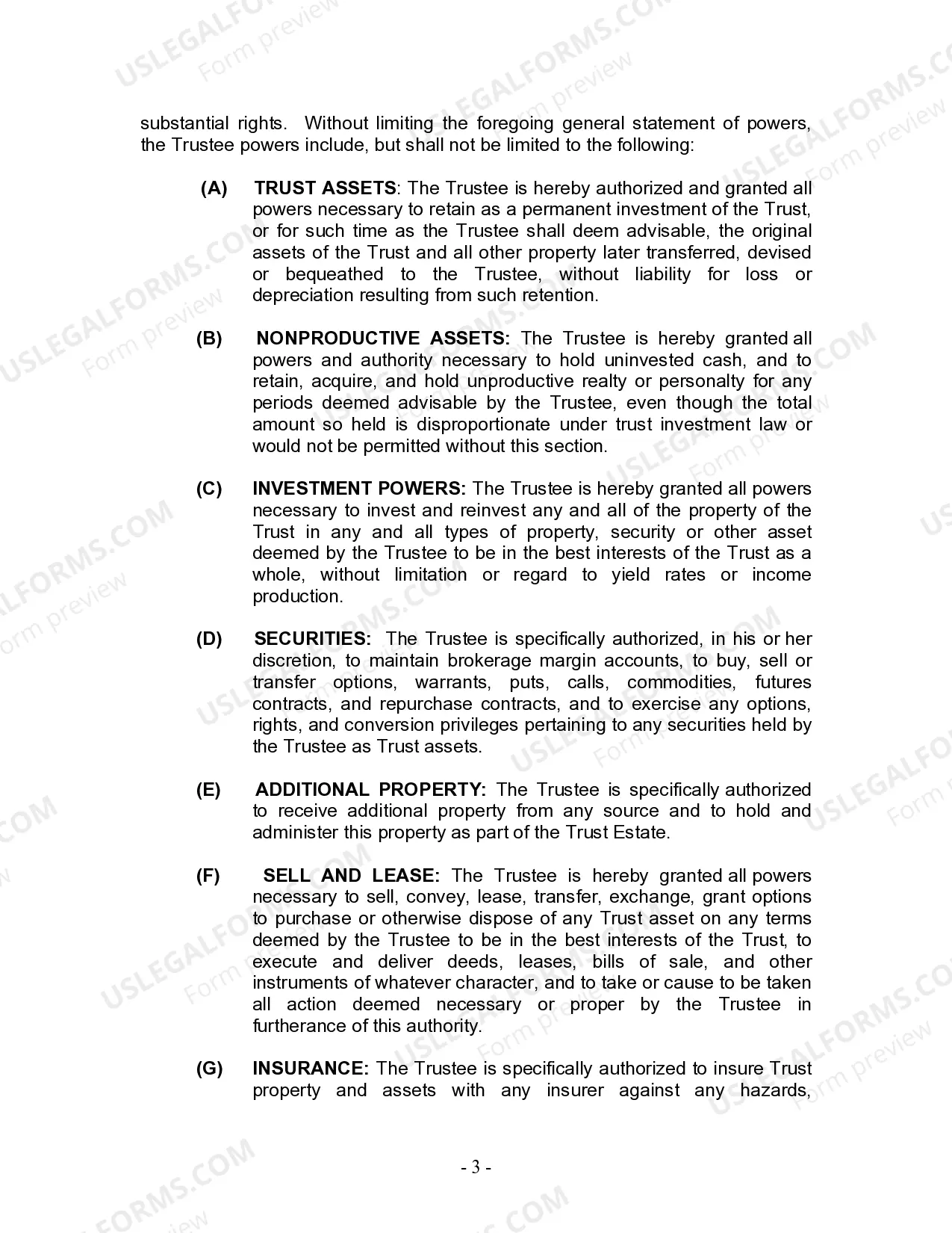 Preview Living Trust for Individual Who is Single, Divorced or Widow (or Widower) with No Children