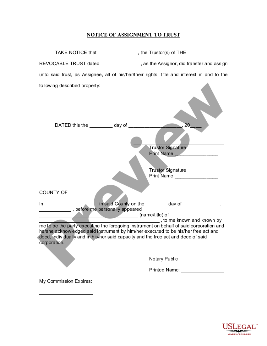 notice of assignment rts