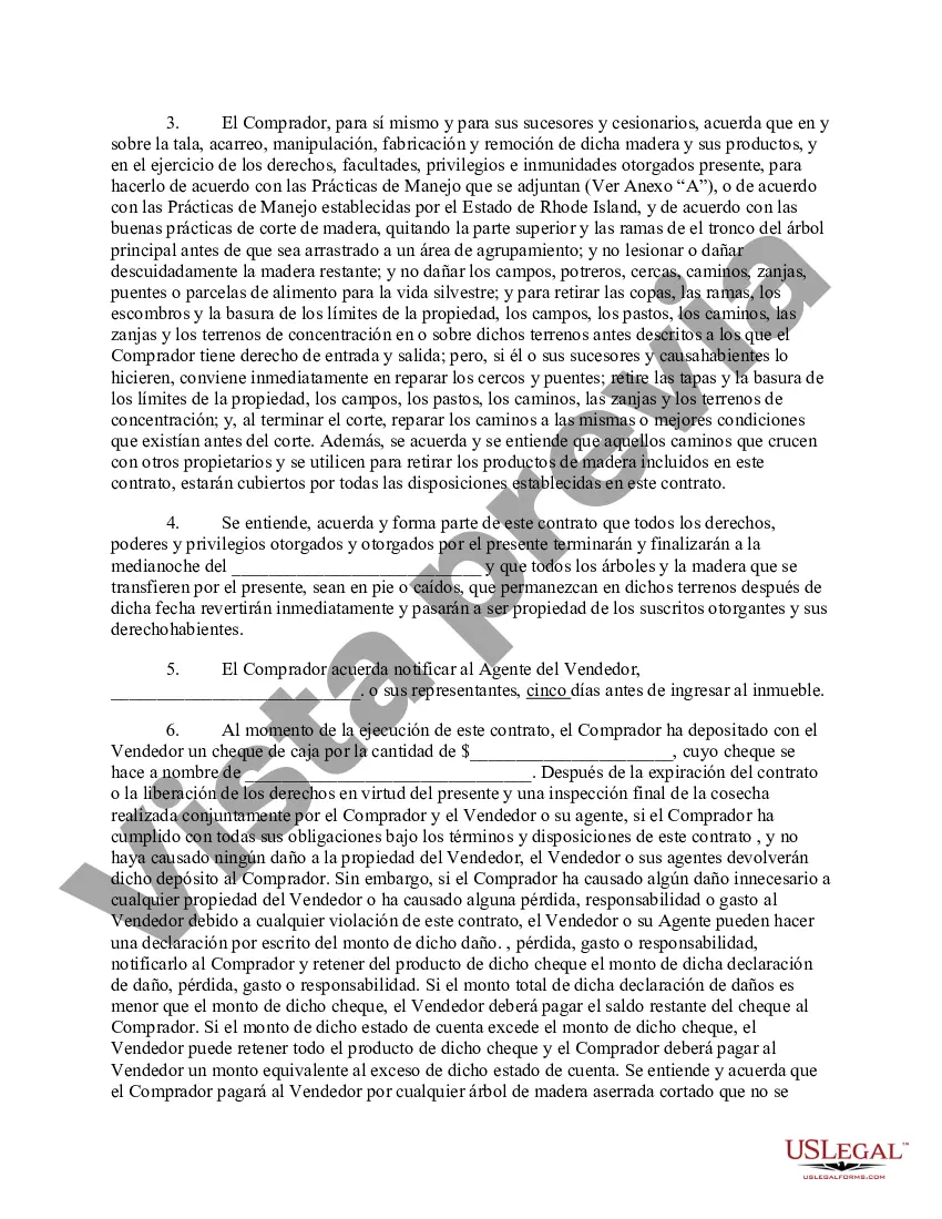 Preview Contrato de venta de madera de Rhode Island