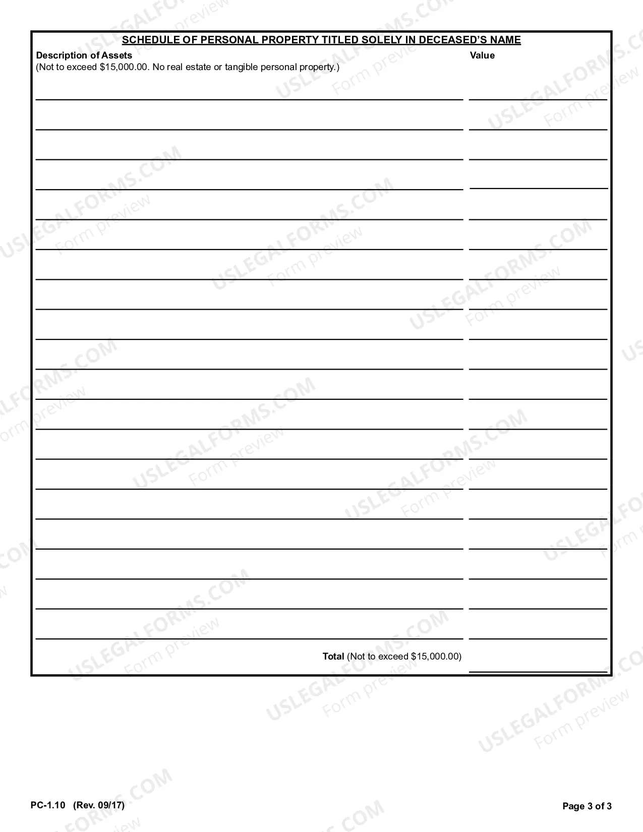 Preview Small Estate Affidavit for Estates under 15,000