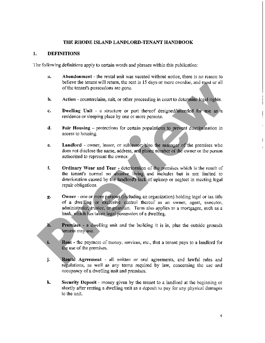 The Rhode Island LandlordTenant Handbook Ri Tenant