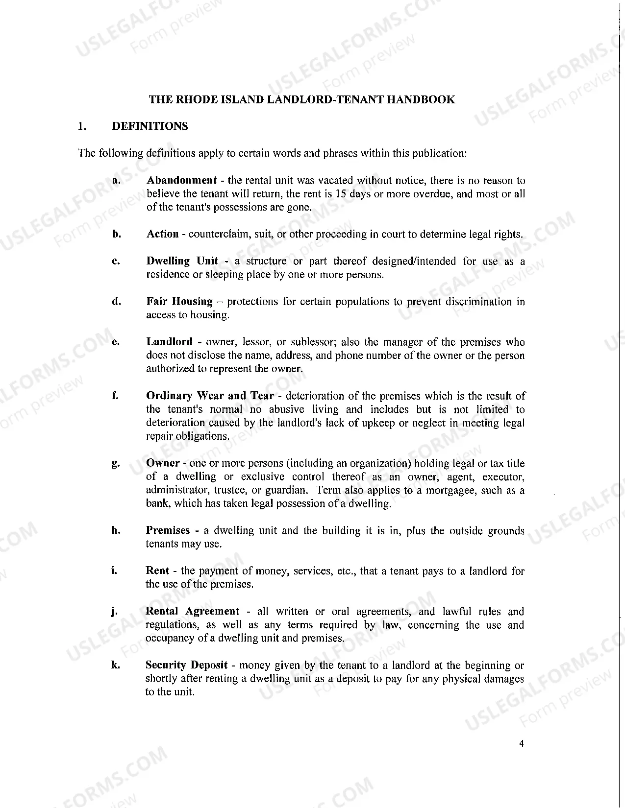 Preview The Rhode Island Landlord-Tenant Handbook