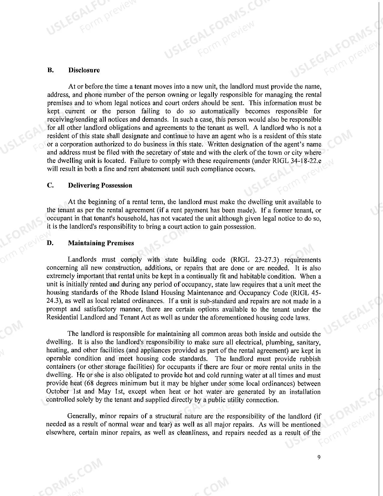 Preview The Rhode Island Landlord-Tenant Handbook