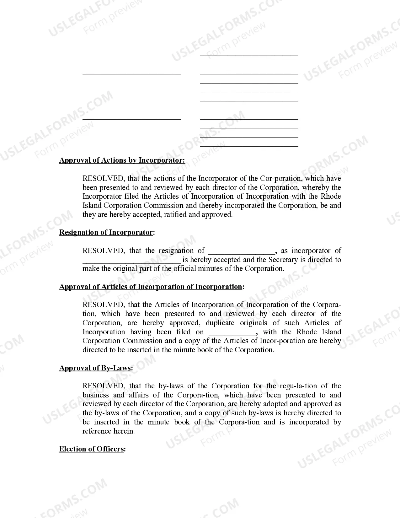 Preview Minutes for Organizational Meeting