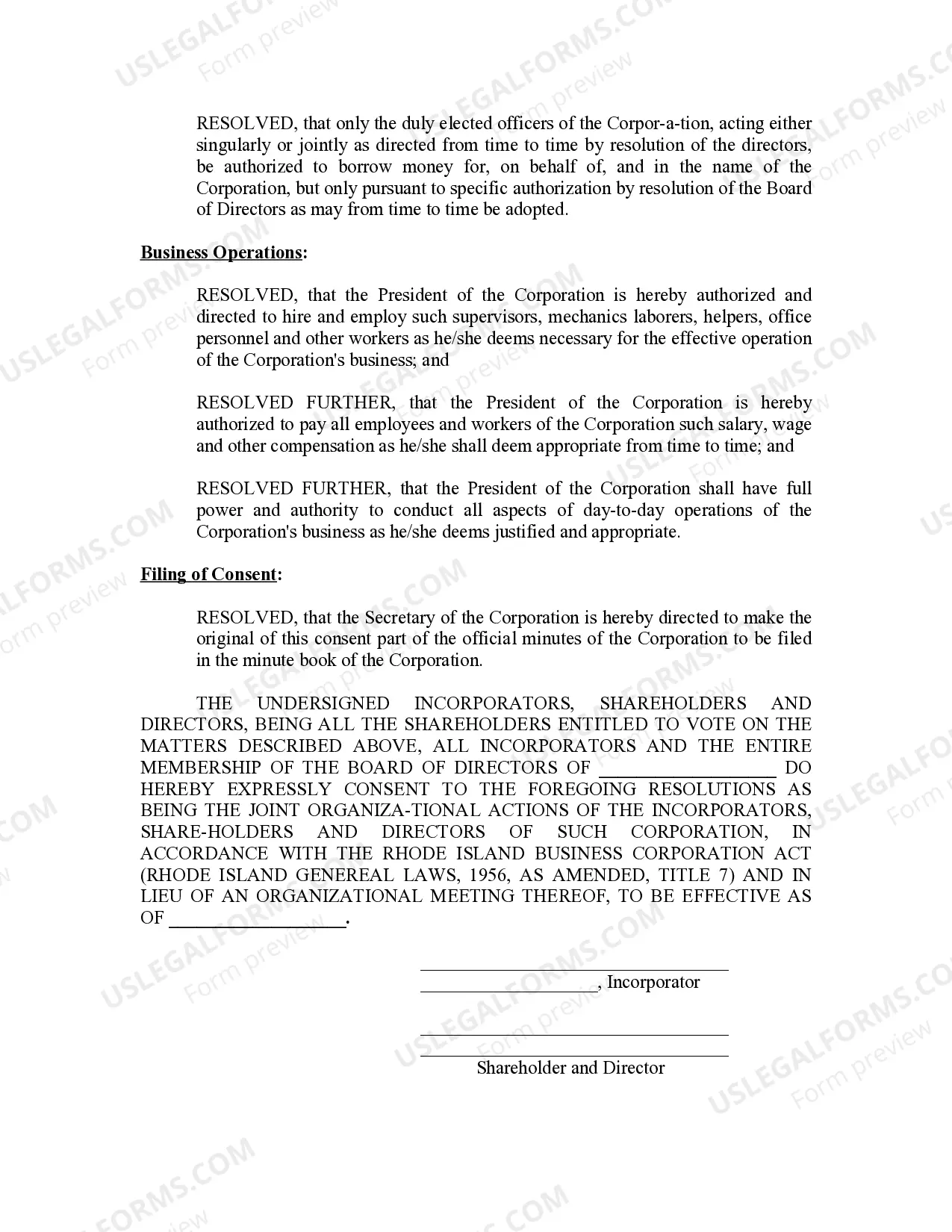 Preview Minutes for Organizational Meeting