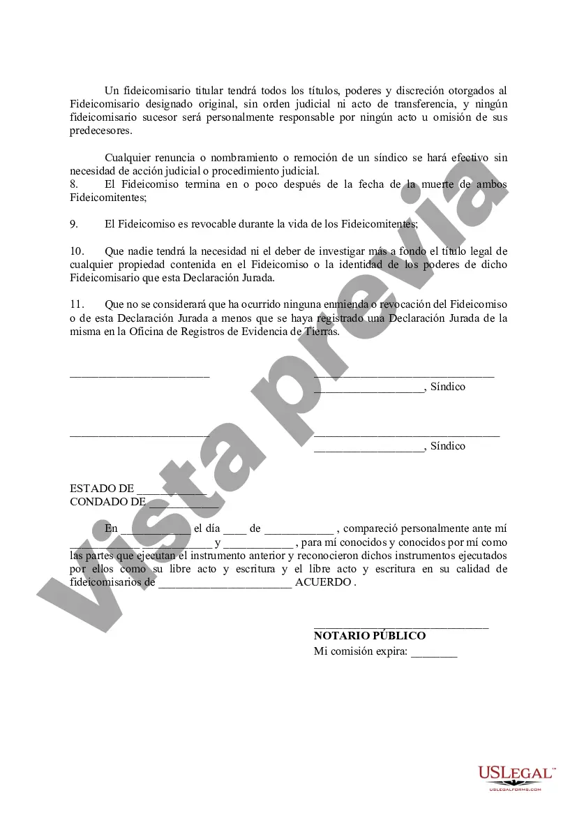 Preview Declaración Jurada y Memorándum de Fideicomiso