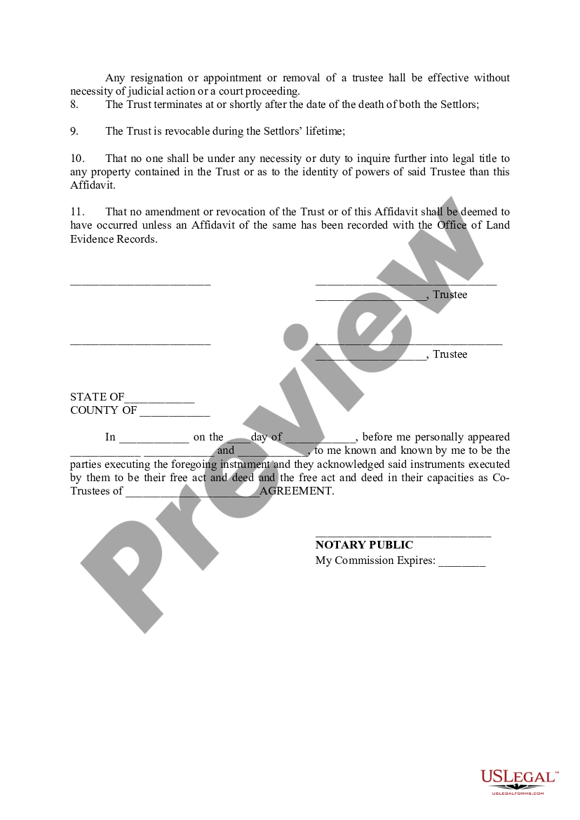 Rhode Island Affidavit and Memorandum of Trust - Affidavit Of Trust ...