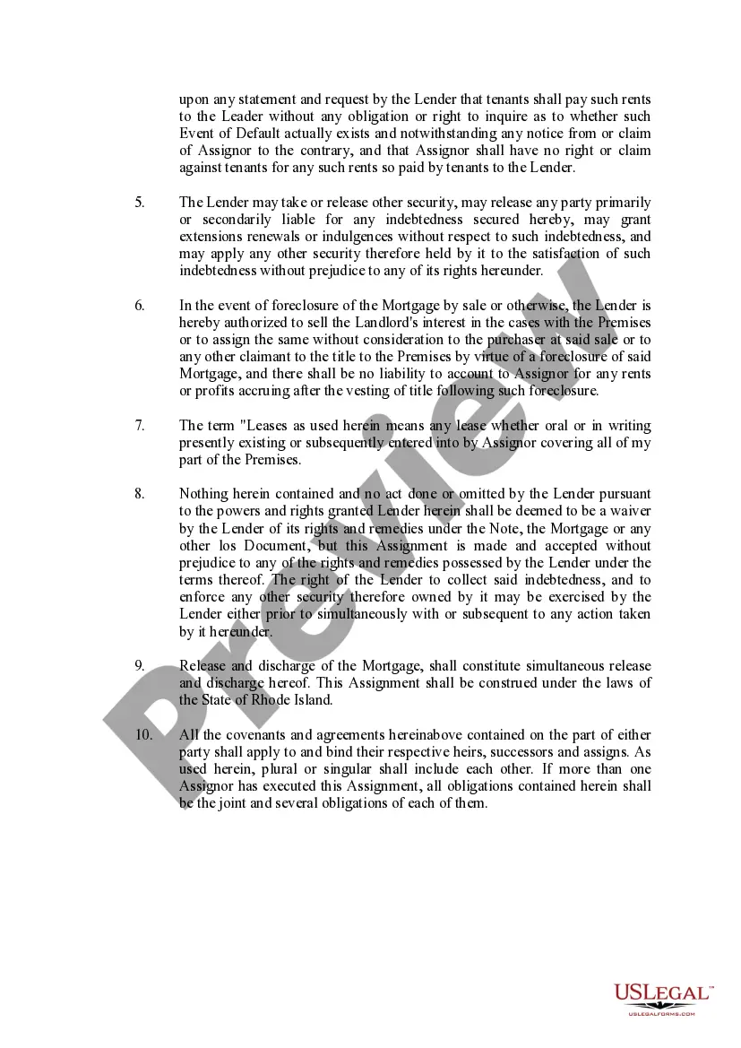 Preview Collateral, Assignment of Leases and RentalsAnd Rentals