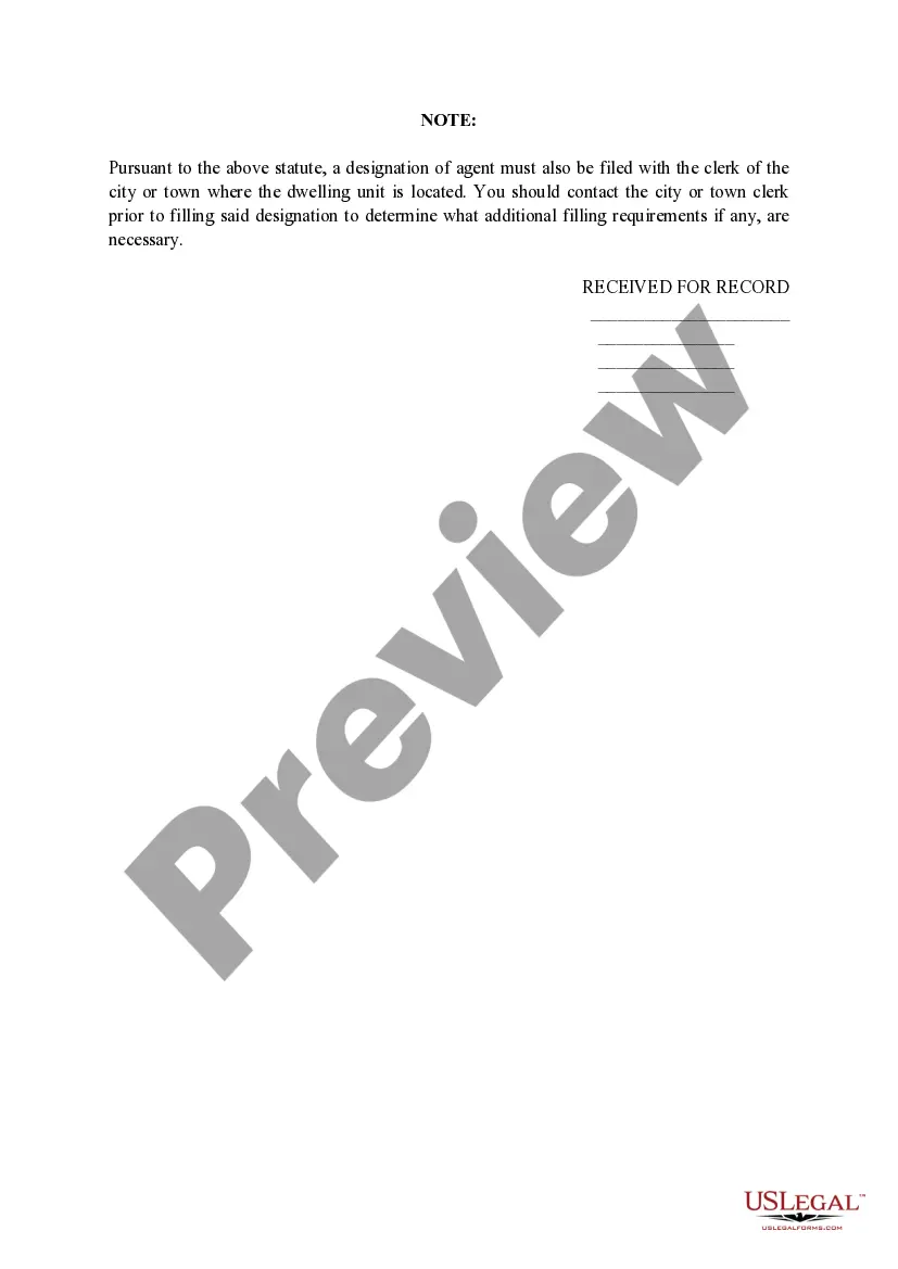 Preview Designation of Agent for Nonresident Landlord