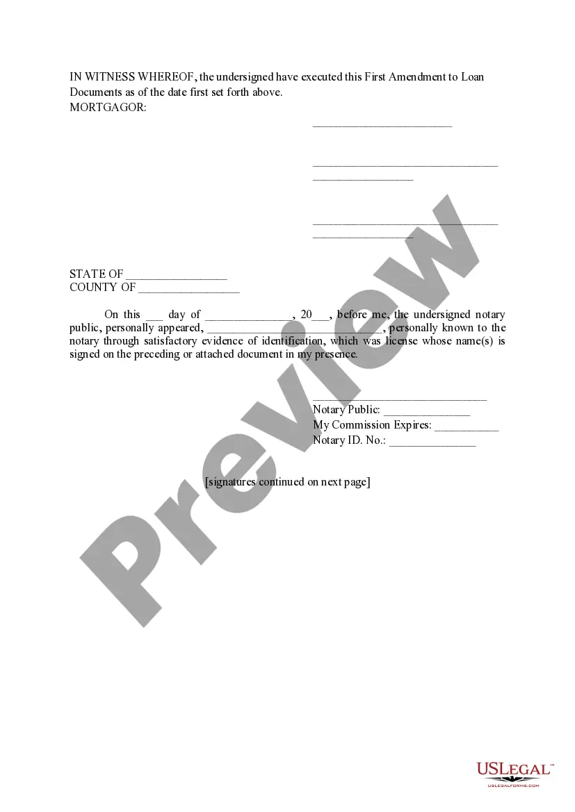 Preview First Amendment to Loan Documents