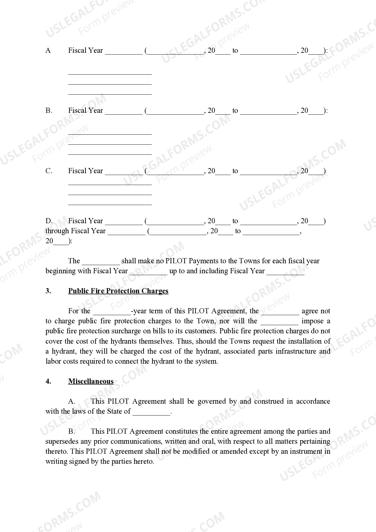 Rhode Island Payment in Lieu of Taxes Agreement US Legal Forms
