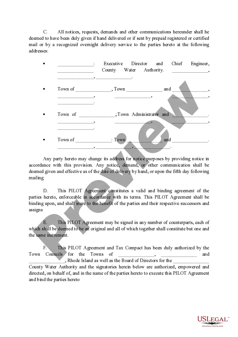 Preview Payment in Lieu of Taxes Agreement