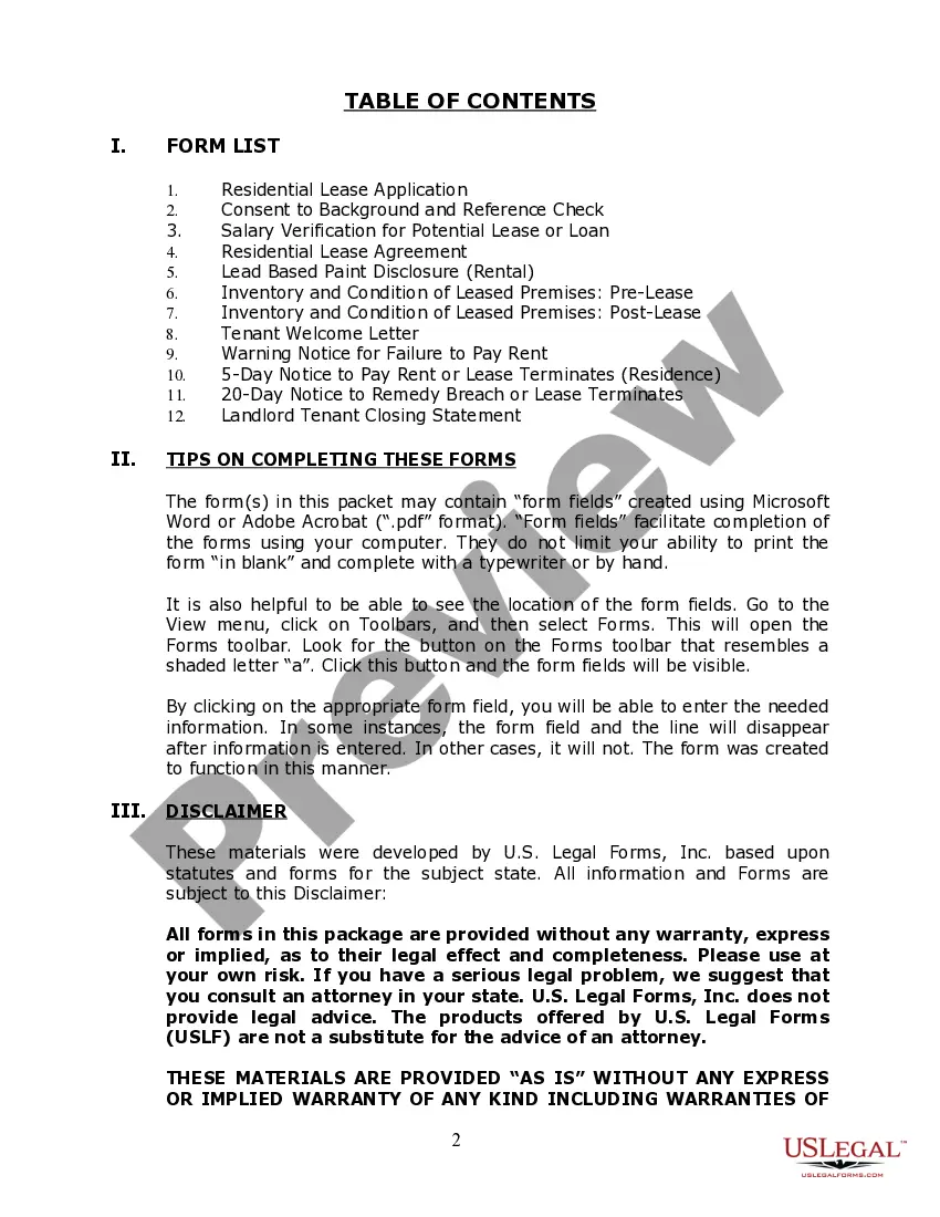 Get Residential Landlord Tenant Rental Lease Forms and Agreements Package Preview Residential Landlord Tenant Rental Lease Forms and Agreements Package