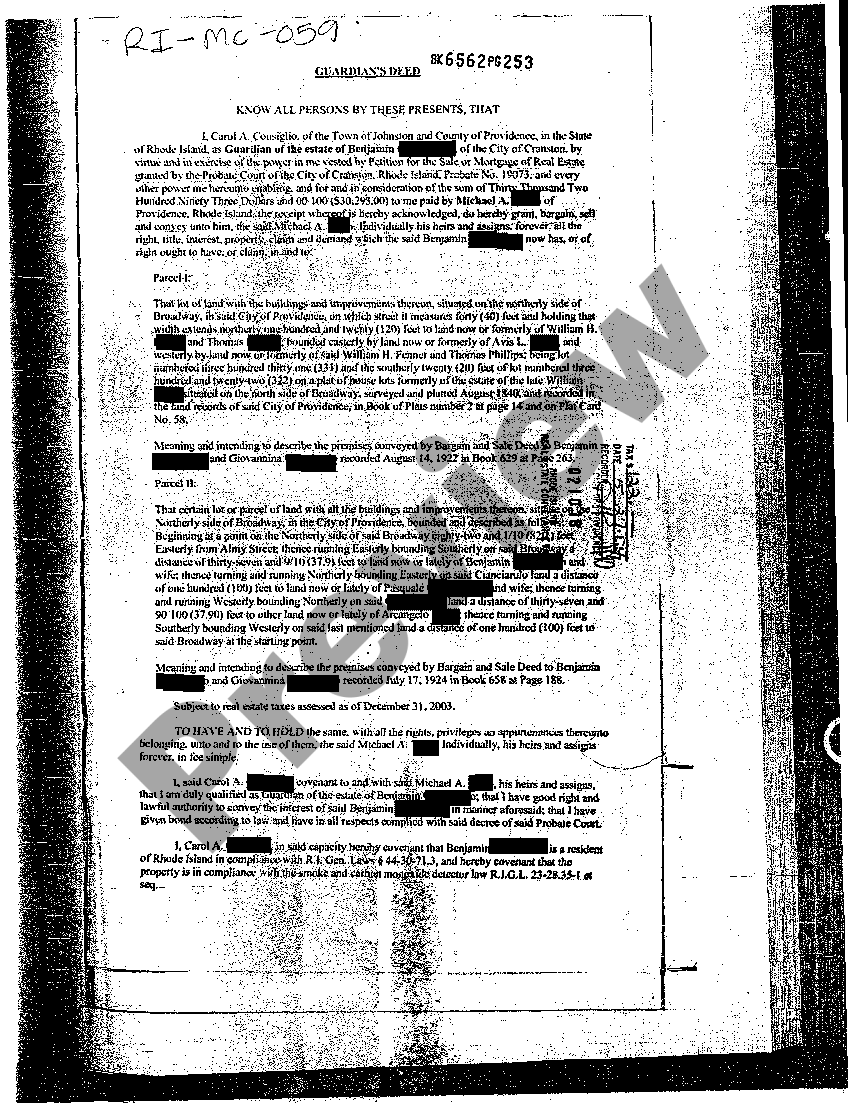 Rhode Island Guardian's Deed of an Estate US Legal Forms