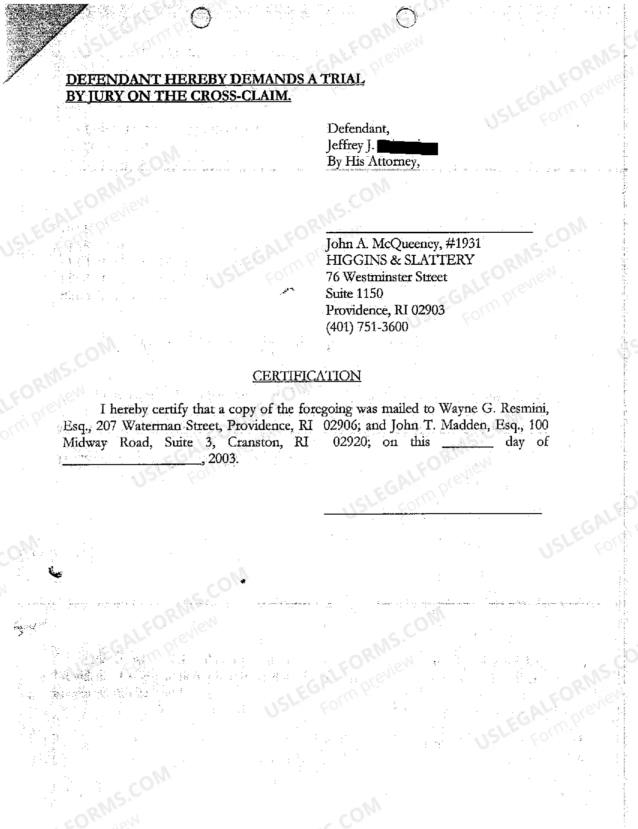 Preview A06 Crossclaim for Contribution or Indemnity from Co-Defendant